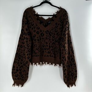 Brown Leopard Print Sweater Rue 21 Women’s Size L